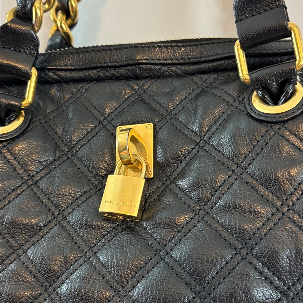 EUC Marc Jacobs Karlie Quilted Goatskin Black Leather Bag with Gold Accents… - Picture 3 of 10
